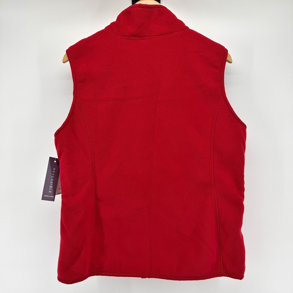 Laura Scott Womens Fleece Vest Full Zip Pockets Sleeveless Red Womens XL NEW - Picture 8 of 13